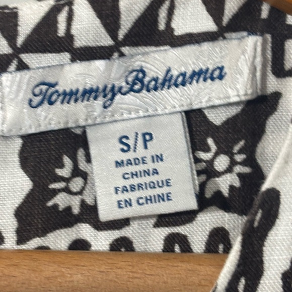 Tommy Bahama Linen Dress Womens Size Small Brown White Aztec Sheath - Picture 3 of 7